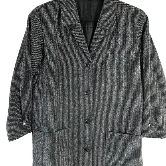 Anne Klein II Long Button Up Dark Grey Pea Coat Size 8 Womens Pockets - Picture 3 of 9